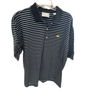 Masters Men's Polo Shirt Black Striped L Short Sleeve Casual Golf‎ Top SI30